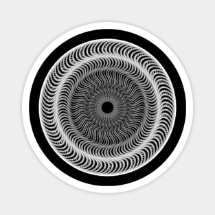 White beautiful hypnotic 3d illusion wave mandala Magnet